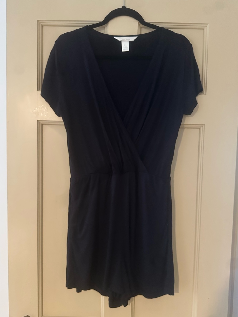 H&M Black Short-Sleeve Surplice Romper